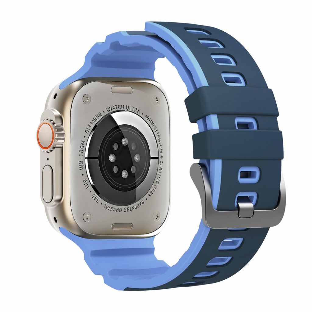 Apple Watch 49/46/44/42mm Tvåfärgat Silikonarmband - Blå