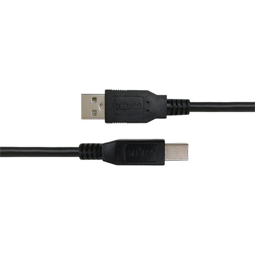 Deltaco USB 2.0 Kabel Typ A - Typ B, 2m - Svart - Bild 2