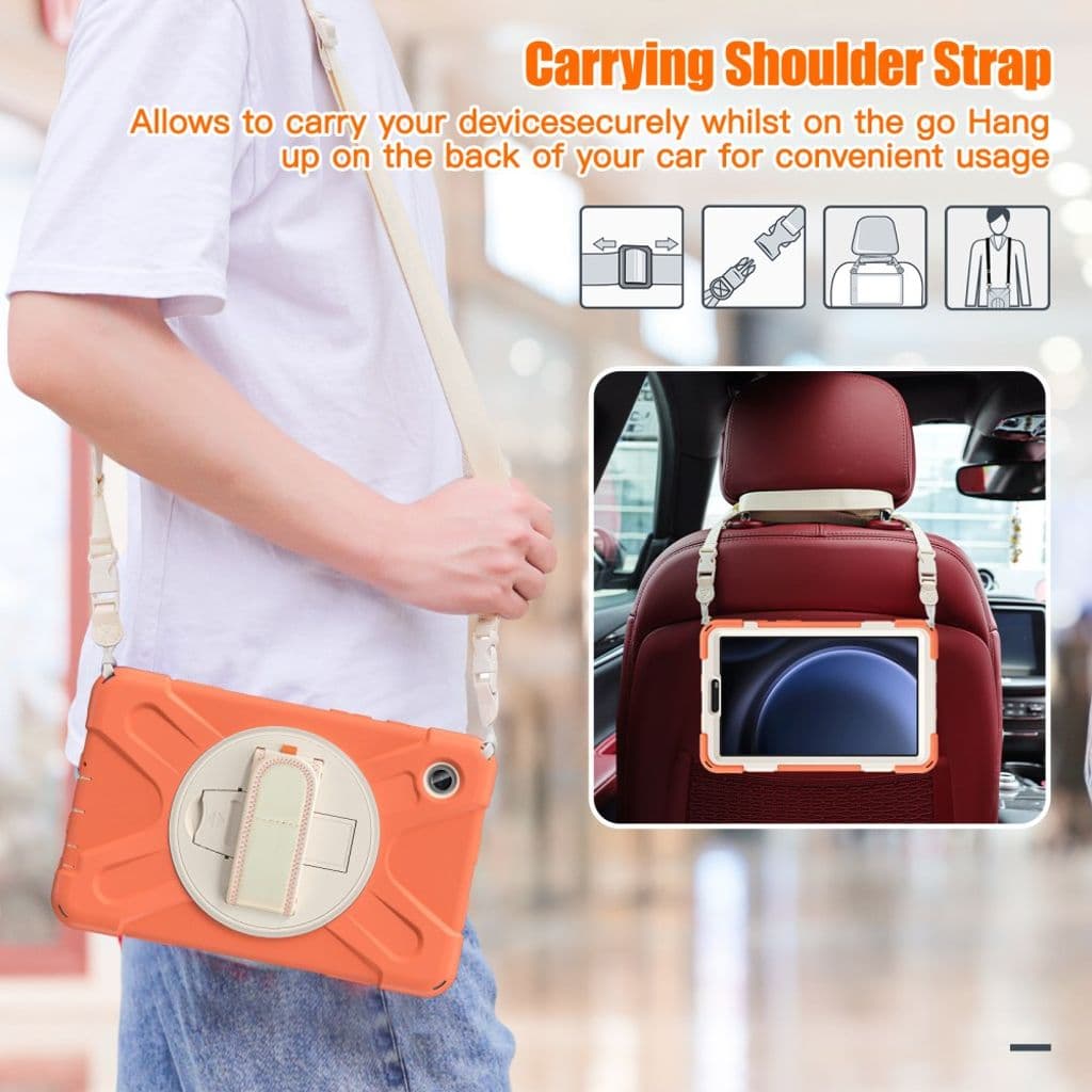 Samsung Galaxy Tab A9 Case with Hand and Shoulder Band - Orange
