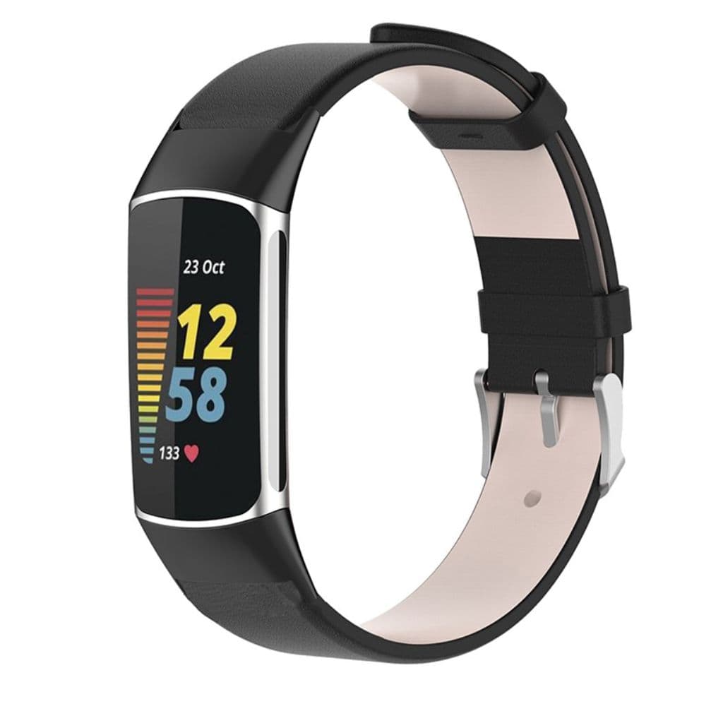 Fitbit Charge 6/5 Klockarmband i läder - Svart - Bild 4