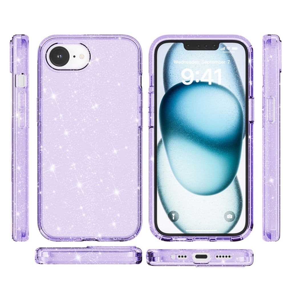 iPhone 16e Skal med Glitter - Lila