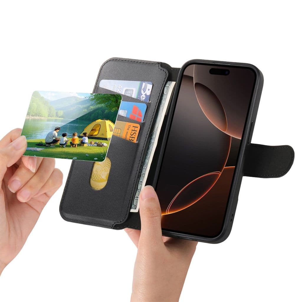 CASENEO iPhone 16e Plånboksfodral Magnetiskt RFID – Svart - Bild 5