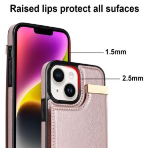 iPhone 14 Plus Skal med korthållare - Roséguld