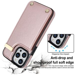 iPhone 13 Pro Skal med korthållare - Roséguld