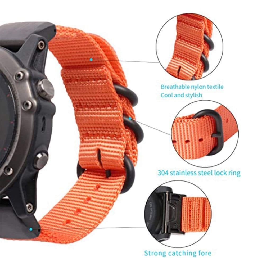 Garmin Fenix 7/6/6 Pro/Forerunner 945/935 etc. Klockarmband i nylon - Orange