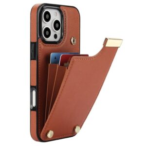 iPhone 16 Pro Skal med plånbbok i PU-läder - Brun