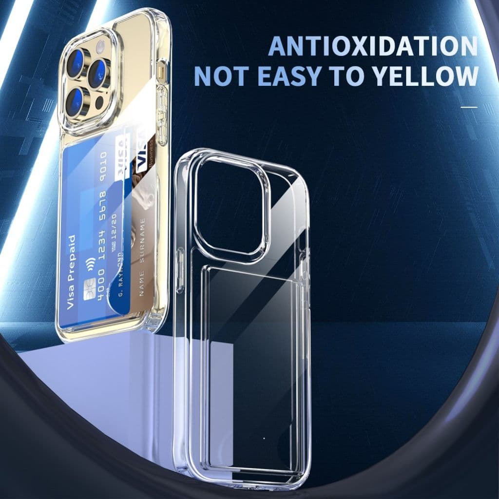 iPhone 14 Pro Plånboksskal Korthållare Stötsäker - Transparent - Bild 2