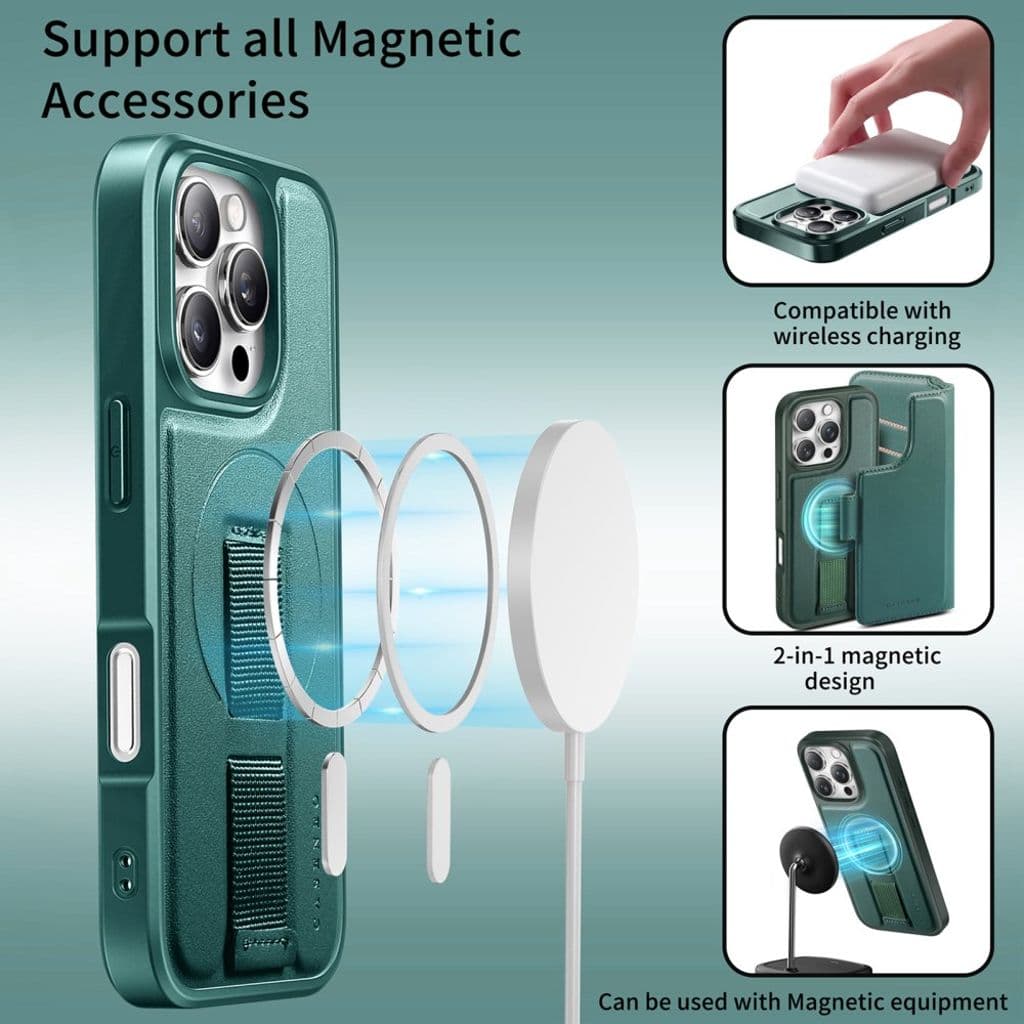CASENEO iPhone 16 Pro Max Plånboksfodral RFID-blockerande – Grön - Bild 16