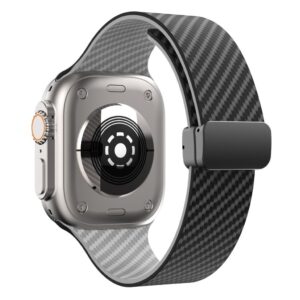 Apple Watch 49/46/44/42mm Silikonarmband med kolfibermönster - Svart/Grå