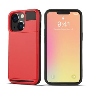 iPhone 13 Skal med glidkortshållare - Röd