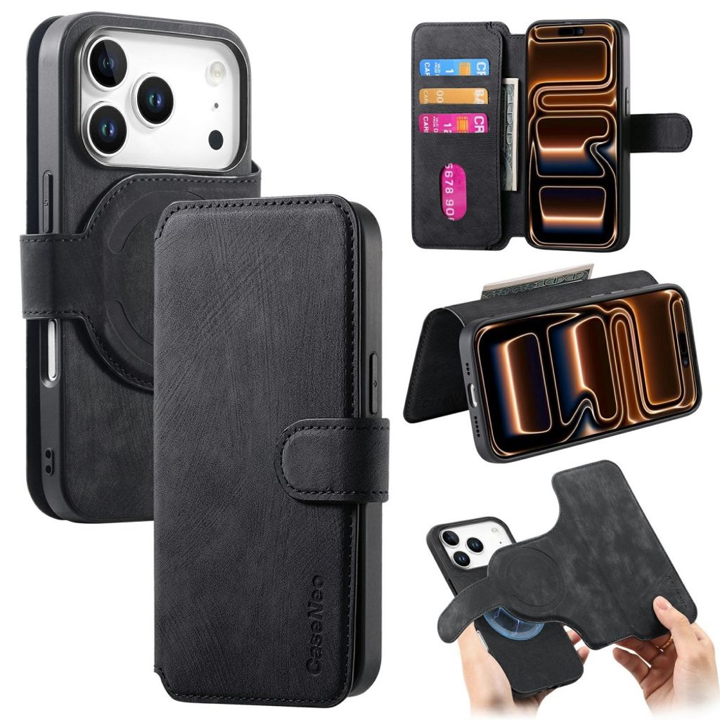 CASENEO iPhone 18/17 Pro Max MagSafe Plånboksfodral - Svart