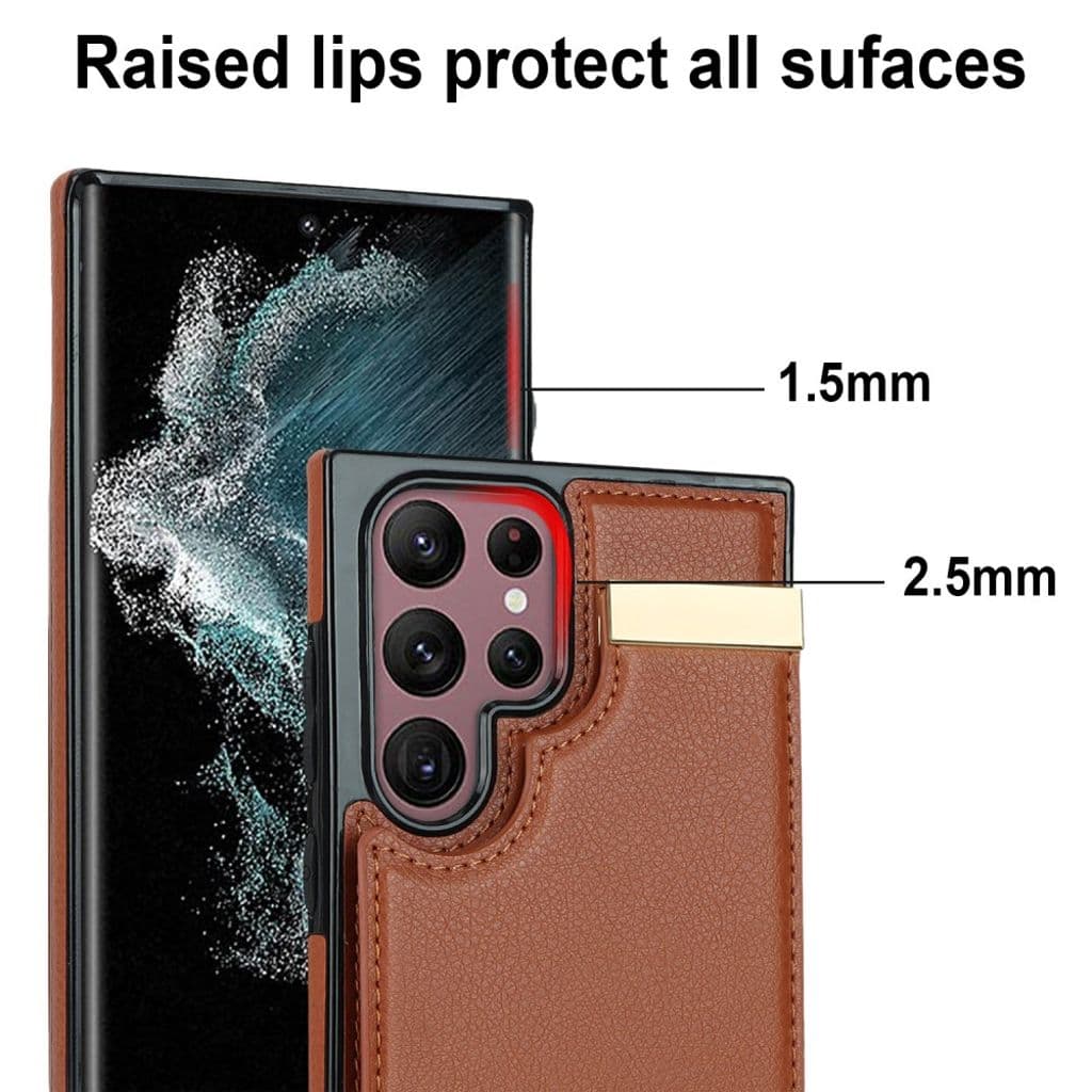 Samsung Galaxy S24 Ultra Korthållare Skal - Brun