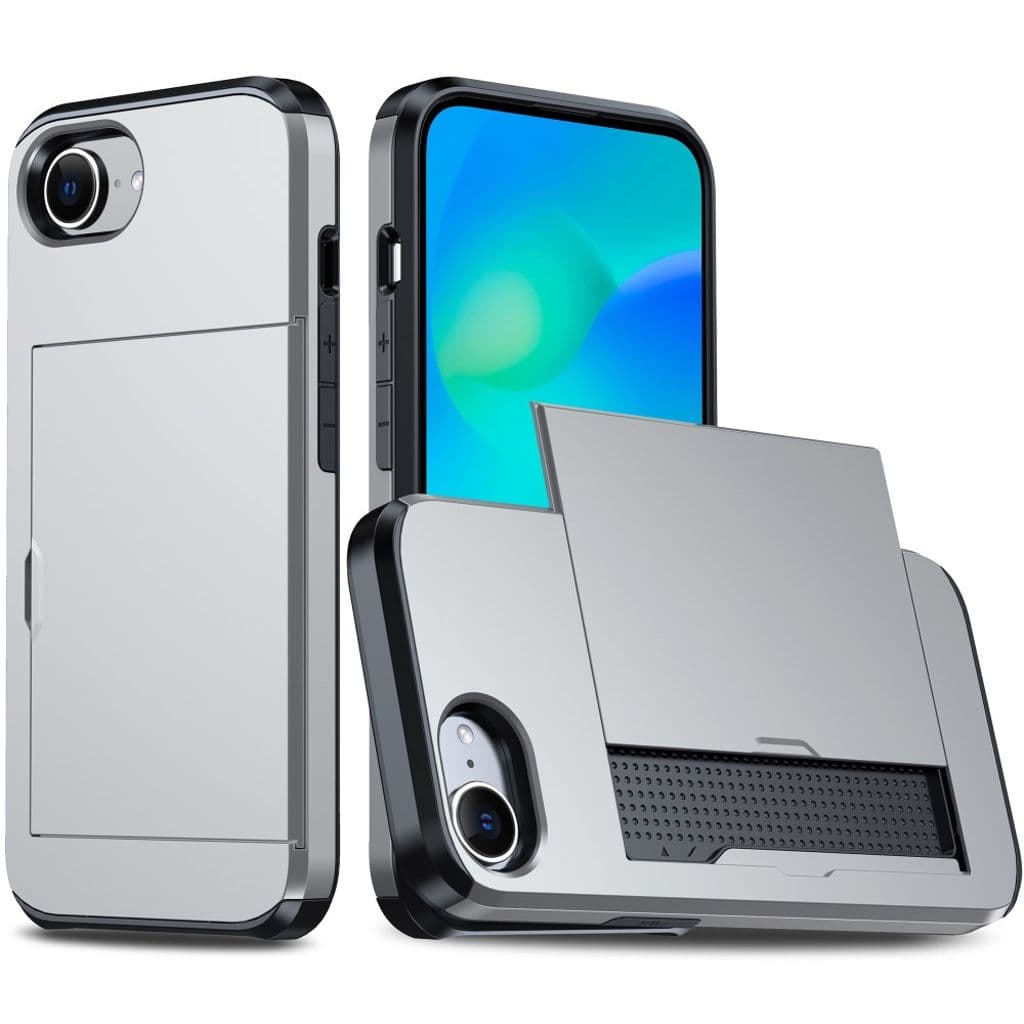 iPhone 16e Skal med Kortfack - Silver