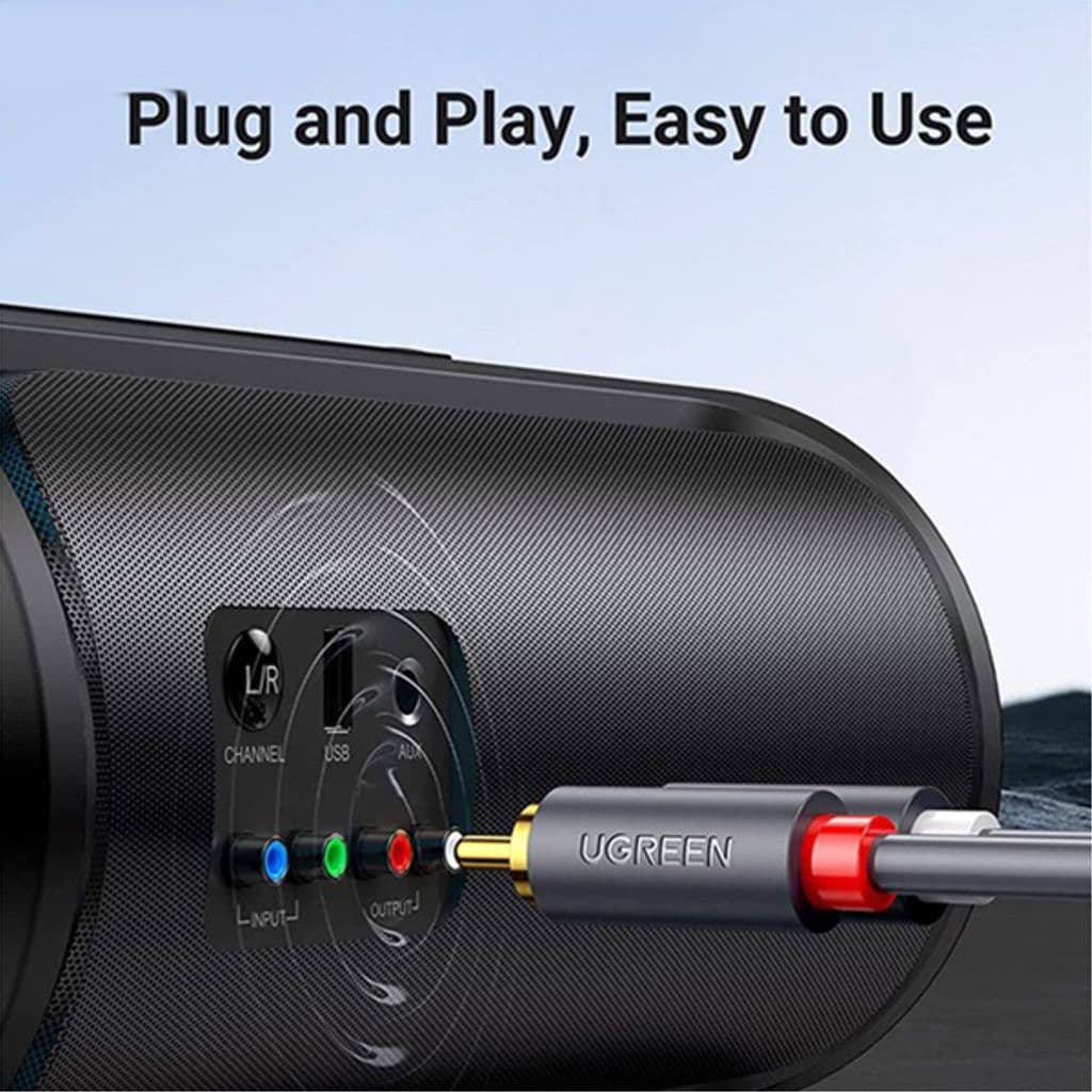 UGREEN 2x RCA hane till 2x RCA hane förlängningskabel, 1,5 m - svart