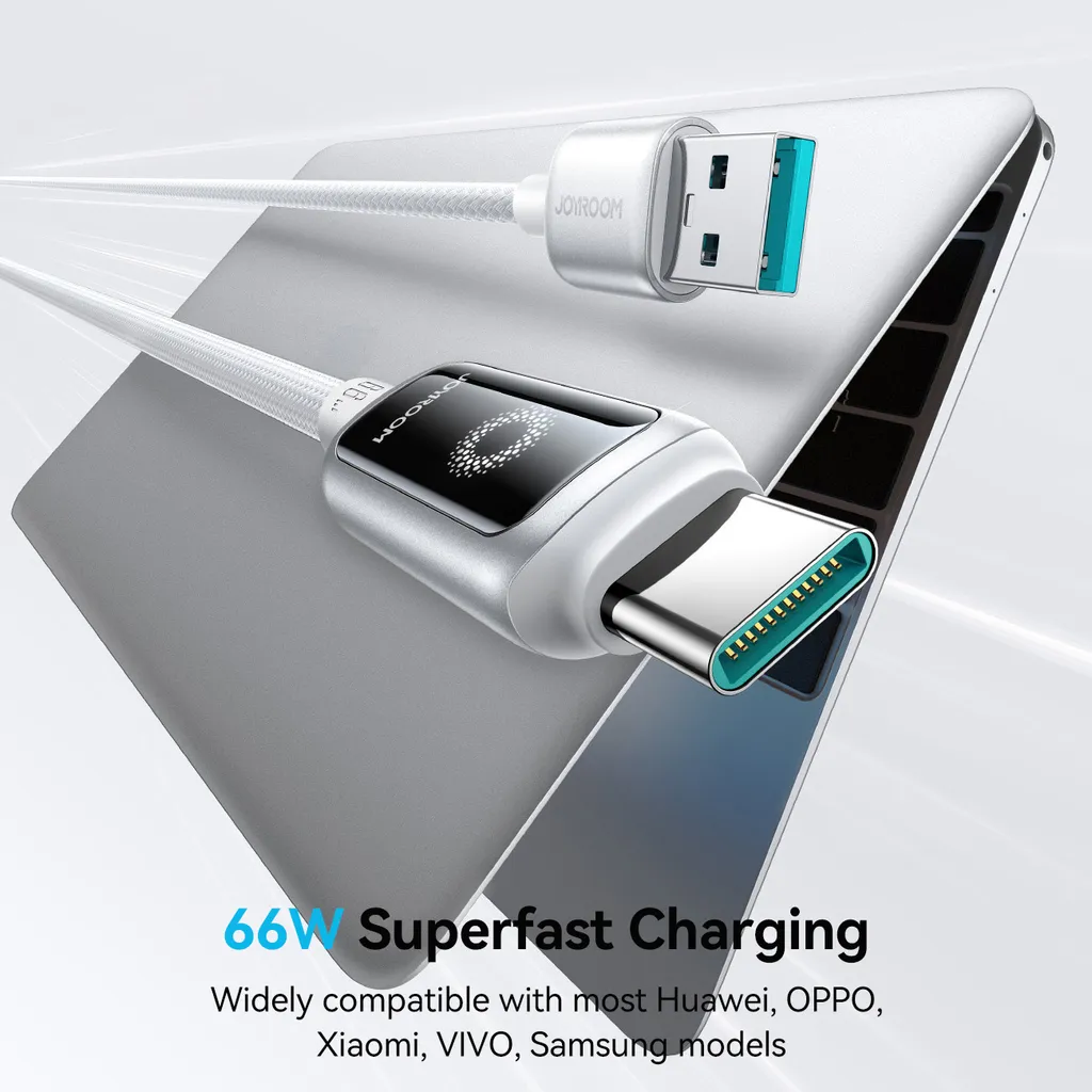Joyroom USB-A till USB-C snabbladdningskabel 66W, 1,2m - Vit - Bild 7