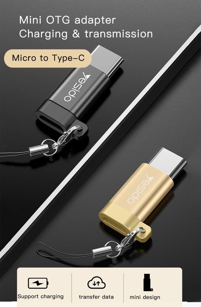 Yesido Micro USB till USB-C Mini OTG-adapter för laddning och överföring