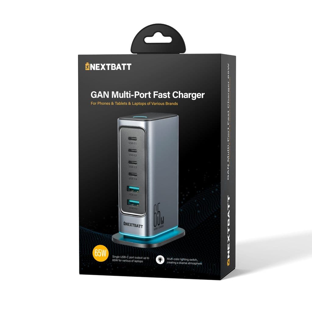 NEXTBATT 6-i-1 65W GaN Multi USB-laddare 4 USB-C & 2 USB-A - Bild 9