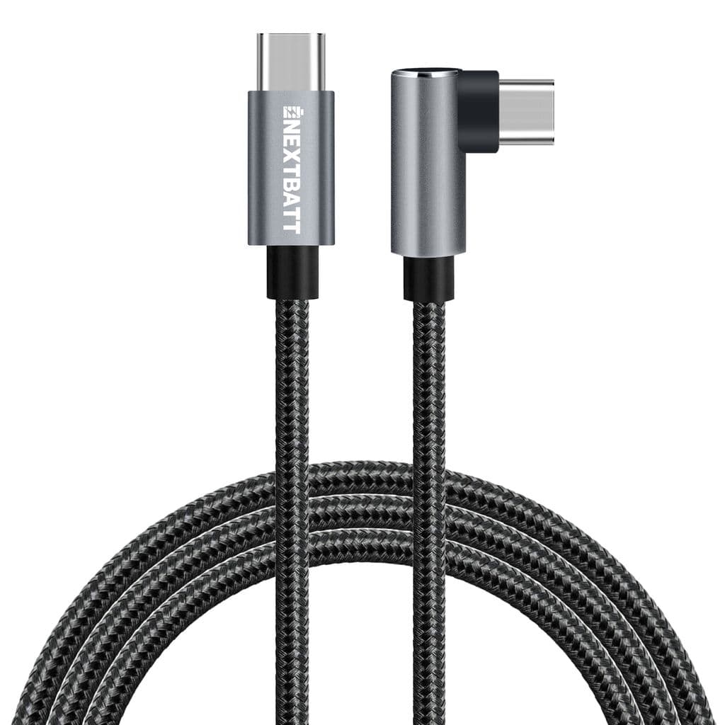 NEXTBATT USB-C till USB-C vinklad kabel 60W, 3m - Svart