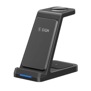 SiGN 3-in-1 Qi Trådlös Laddningsstation 15W - Svart