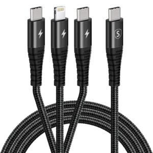 SiGN 3-i-1 USB-C Kabel Lightning & 2× USB-C - Svart