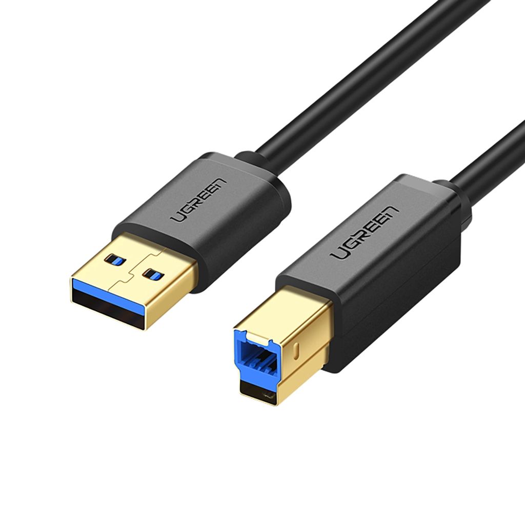Ugreen USB-A 3.0 till USB-B Skrivarkabel 5Gbps, 1m - Svart