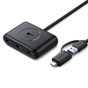 Ugreen USB 3.0 Hub med USB-C port 1m - Svart