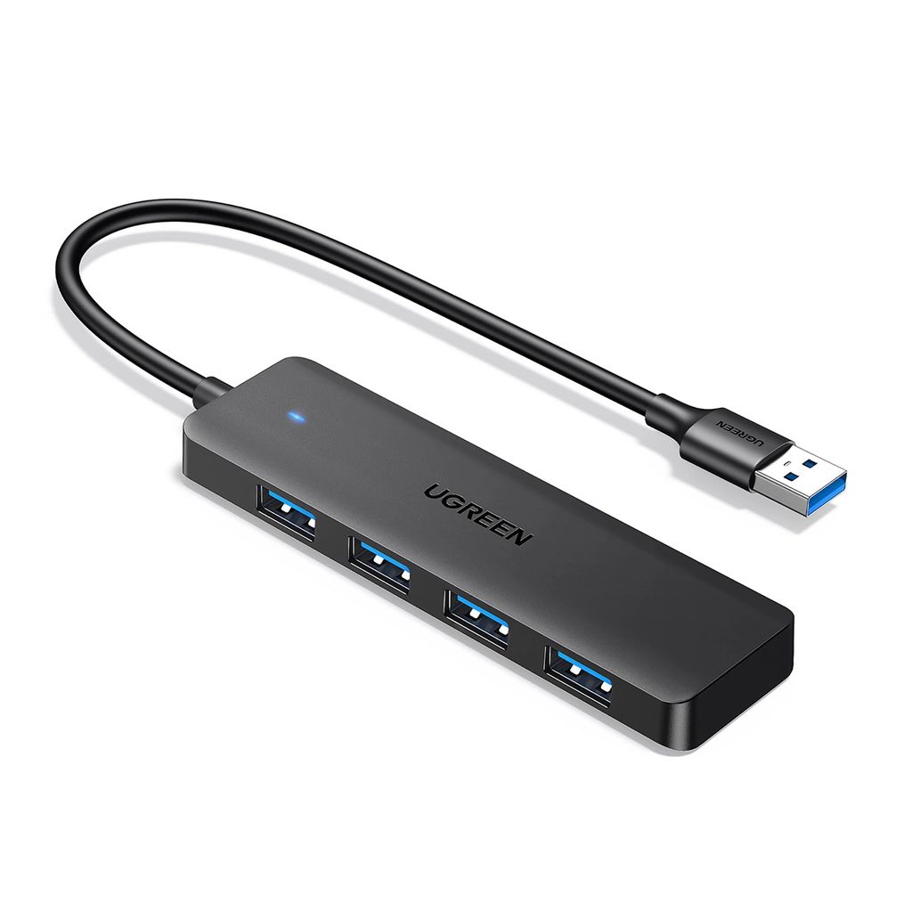 Ugreen USB-A hubb med 4x USB-A 3.0 - 15cm, Svart