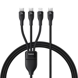 Baseus Flash Series 3in1 Kabel USB-C till 2x USB-C/Lightning 100W 1,75m - Svart