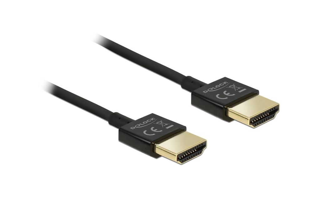 Delock HDMI-kabel med hög hastighet och Ethernet 3D 4K @ 60Hz, 0,25m