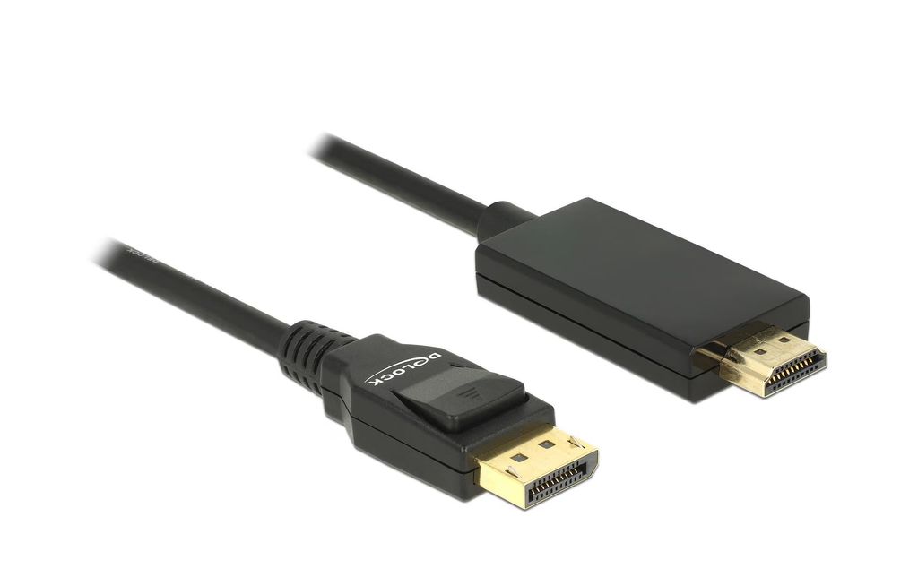 Delock DisplayPort till höghastighets-HDMI-kabel, passiv, 4K @ 30Hz, 2m - svart