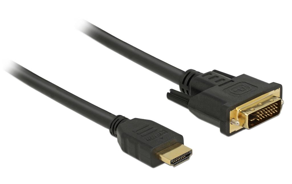 Delock HDMI till DVI 24+1-kabel dubbelriktad, 1,5 m