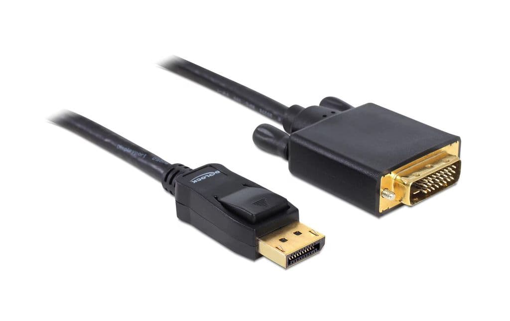 Delock DisplayPort hane till DVI 24+1 hane kabel, passiv, 2m - svart
