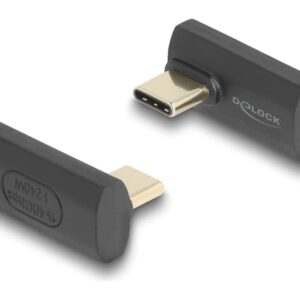 Delock USB-C vinklad adapter hane till hona, 40 Gbps, 240W PD, 8K @ 60Hz - Grå