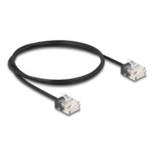 Delock Nätverkskabel Cat.6 UTP Ultra Slim med korta kontakter, 1 m - Svart