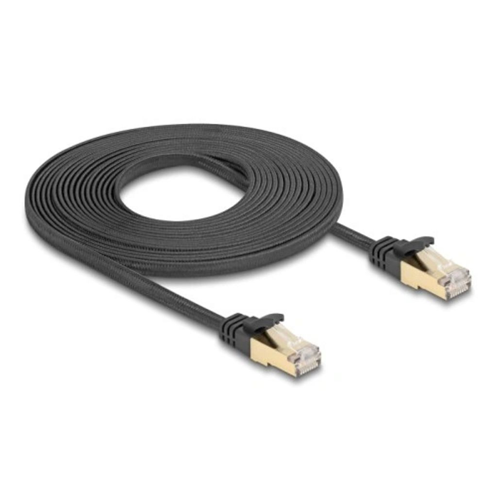 Delock Cat 6A U/FTP Nätverkskabel 5 m Flat - Svart