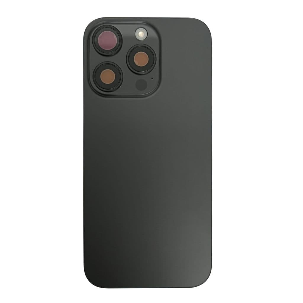iPhone 15 Pro Max Baksida med smådelar - Svart Titan