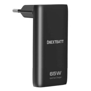 NEXTBATT GaN Ultra Slim Hopfällbar Laddare 65W USB-C/USB-A - Svart