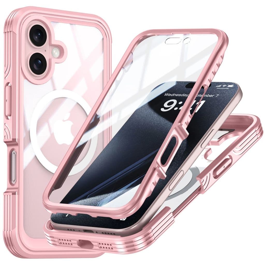 iPhone 16 Skal med Skärmskydd - Rosa