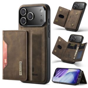 DG.MING iPhone 18 Pro/17 Pro Skal med avtagbar plånbok - Brun