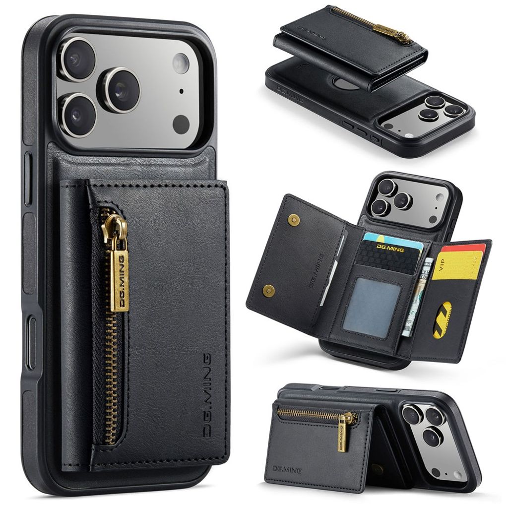DG.MING M5 iPhone 18 Pro Max/17 Pro Max Skal med avtagbar magnetisk plånbok - Svart