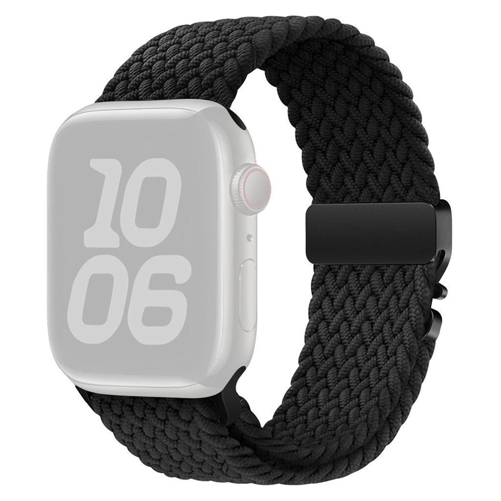 Apple Watch 49/46/45/44/42mm Flätat Nylonarmband - Svart