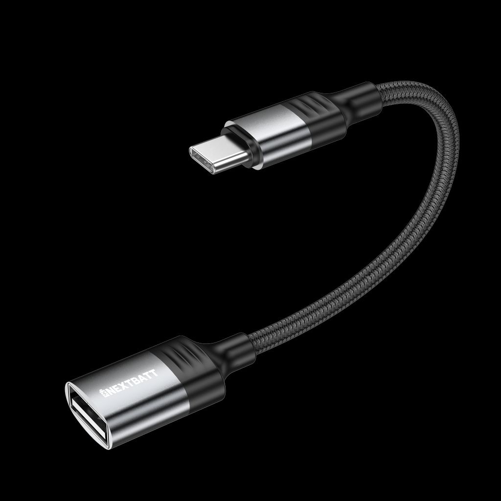 NEXTBATT USB-C till USB-A OTG-adapterkabel - Svart/Grå