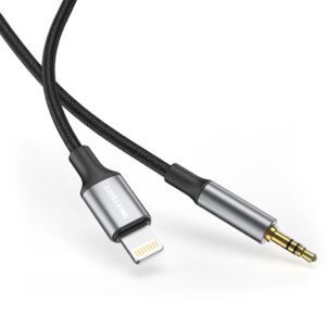 NEXTBATT Lightning till 3,5mm AUX Kabel 2m - Svart/Grå