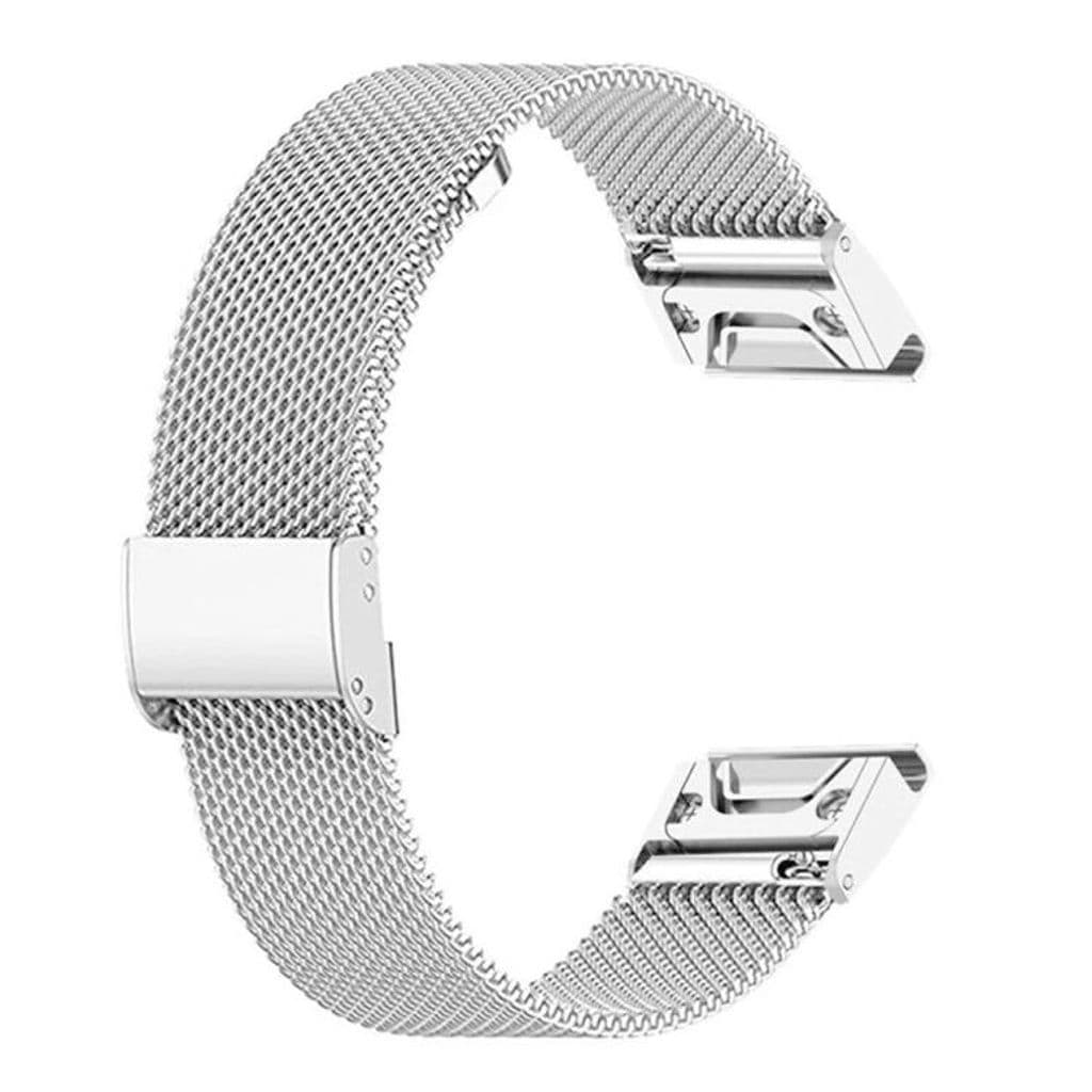 Garmin Fenix 7X/6X/5X Kockarmband milanese i metall - Silver