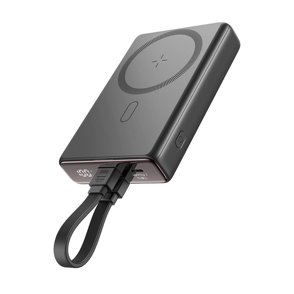 Joyroom 20W magnetisk trådlös Powerbank 10000mAh med kabel och stativ - Svart