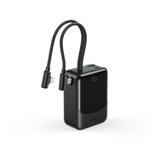 Joyroom JR-PC1 Mini Powerbank 10000mAh 22.5W med inbyggda kablar - Svart