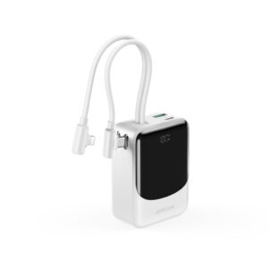 Joyroom JR-PC1 Mini Powerbank 10000mAh 22.5W med inbyggda kablar - Vit