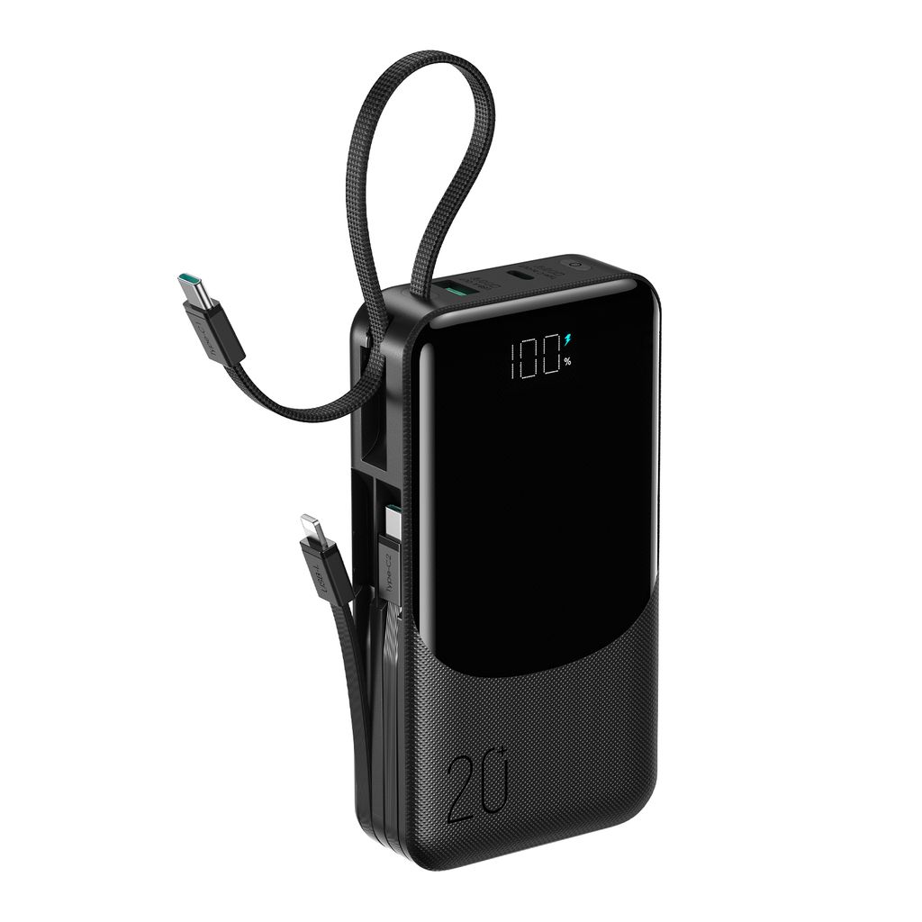 Joyroom JR-PC2 Powerbank 20000mAh 22.5W med inbyggda kablar - Svart