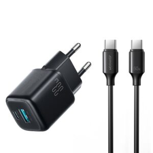 Joyroom JR-TG7 33W Laddare med två portar och A9 USB-C-kabel 60W 1 m - Svart