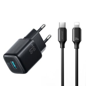 Joyroom JR-TG7 Laddare med två portar 33W + USB-C till Lightning-kabel 1m - Svart